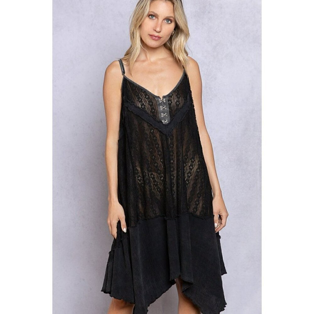 Better Than Basic Sheered Sleeveless Dress in Black